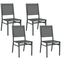 Outsunny Conjunto de 4 sillas de jardín en aluminio con revestimiento de malla textileno para comedor exterior(m-6)