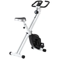 SPORTNOW Bicicleta de ejercicio plegable, silenciosa con resistencia magnética a 8 niveles, asiento ajustable, pantalla LCD, Blanco(m-6)
