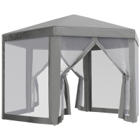 Outsunny Carpa cenador carpa de recepción hexagonal de estilo acogedor metal poliéster Gris