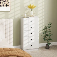 HOMCOM Kommode 5 Schubladen, hoher und schmaler Aufbewahrungsmöbel im modernen Stil für Schlafzimmer, Wohnzimmer - 47x29x95cm, weiß(m-2)