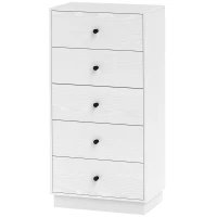 HOMCOM Kommode 5 Schubladen, hoher und schmaler Aufbewahrungsmöbel im modernen Stil für Schlafzimmer, Wohnzimmer - 47x29x95cm, weiß(m-1)