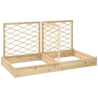 Outsunny Jardinera con 3 enrejados modulable, maceta de flores de madera para balcón terraza patio, 222x114x109 cm, Madera Natural