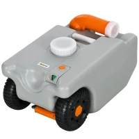 Outsunny Tanque de Agua con Ruedas para Camping Bidón de Agua 22 L con Pico de Drenaje Giratorio Asa Plegable 33x26x53 cm Gris(m-7)