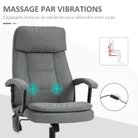 Vinsetto Silla de oficina ejecutiva con masaje silla de oficina ergonómica confortable asiento ajustable en altura tela de lino Gris(m-5)