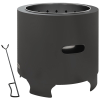 Outsunny Brasero sin humo para exteriores, redondo y portátil de metal con atizador - diámetro 45 cm - Negro
