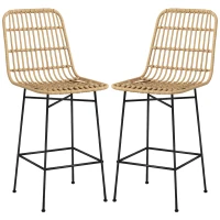 HOMCOM Tabouret de bar, Style Boho, Rotin en PE, 45 x 53,5 x 105 cm, Naturel + Noir(m-1)