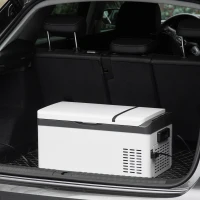 Outsunny Réfrigérateur Portable Électrique 20L 12 Volts avec Poignée et Écran LCD, 61x32x28.5cm, Blanc(m-3)