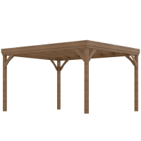 Outsunny Pergola 4 x 3 m traditionell freistehend aus Holz mit 4 Pfosten Terrassendach zum Dekorieren - Braun