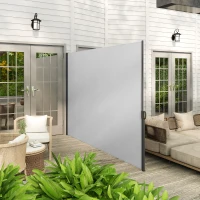 Outsunny Panel lateral Parasol retráctil 3x1,80 m aluminio Poliéster Anti-UV Alta densidad 180 g/m² Gris claro(m-4)