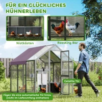 PawHut Enclos à poules, Poulailler avec toit imperméable, 2 nichoirs, 2 perchoirs, pour 6-8 poules, env. 1,7 x 1,8 x 1,8 m(m-4)