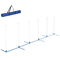 PawHut Set de Postes de Slalom de Agilidad para Entrenamiento de Perros Incluye Bolsa de Oxford 600D Fácil de Transportar 305x60x94 cm(m-1)