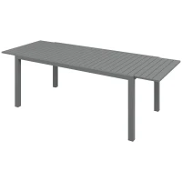 Outsunny Tavolo da Giardino Estensibile Rettangolare per 6-8 Persone, in Alluminio, 180/240L x 94l x 73H cm, Grigio(m-5)