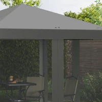 Outsunny Pergola Pop-up Pieghevole, Stile Coloniale, 3 x 3 m 4, Zanzariere, con Borsa da Trasporto, Grigio(m-4)