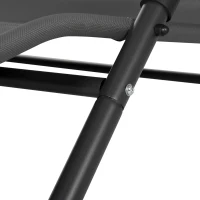 Outsunny Sofá de jardín tumbona con toldo, almohada y ruedas de acero y poliéster Gris oscuro(m-5)