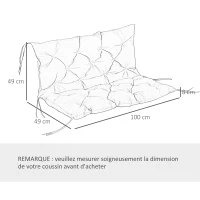 Outsunny Bankkissen Sitz und Rückenpolster für Gartenbank Schaukel Sofa 2-Sitzer 100 x 98 x 8 cm Dunkelblau(m-3)