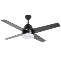 HOMCOM Ventilador de Techo con Luz 46W Ø129 cm Motor DC con 4 Aspas Reversibles Mando a Distancia y Temporizador Negro