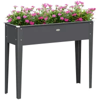 Outsunny Fioriera su piedi quadrata orto con foro di drenaggio acciaio zincato 100 x 30 x 80 cm grigio(m-1)