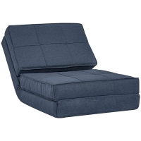 HOMCOM Sofá de Suelo Plegable Sillón de Descanso 5 Posiciones Ajustables Sillón Plegable Sofá Cama Cama Individual Azul 61x73x58 cm