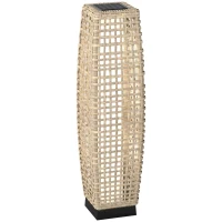 Outsunny Stehleuchte LED Solar Gartenlampe aus geflochtener Harzimitation Rattan - 21 x 21 x 78 cm natural(m-6)