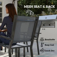 Outsunny 7 Piece Garden Dining Set, Outdoor Furniture Set with 6 Stackable Chairs and 150 cm Rectangle Table, WPC Slatted Top, Rust-Resistant Steel Frame, for Garden, Porch, Terrace(m-5)