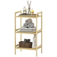 HOMCOM Badezimmerregal mit 3 Ebenen Bambusregal 3 verstellbare Regale 5 Positionen 43,5 x 31,5 x 80 cm Naturholz