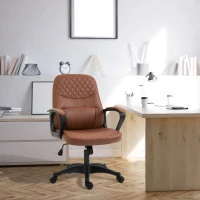 Vinsetto Silla de Oficina con Masaje Lumbar y Puerto USB Sillón de Oficina en Cuero Sintético Marrón con Altura Ajustable(m-2)