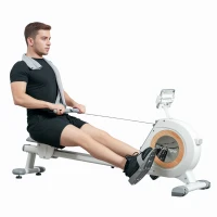 SPORTNOW Remo magnético 16 niveles con pantalla LCD y soporte para teléfono, almacenamiento vertical, para el entrenamiento en casa(m-6)