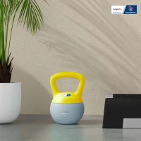 Kettlebell, 6 kg,  Hantel mit rutschfestem Griff, Grau und Gelb(m-2)