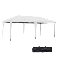 Outsunny Carpa Plegable Gazebo de Jardín, plegable, resistente a la intemperie, 5,9x2,95x2, m, Blanco(m-1)