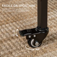 HOMCOM Tavolo Pieghevole con 6 Ruote e Mensola Stile Industriale in Legno e Metallo, Marrone Rustico(m-6)