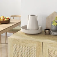 HOMCOM Credenza Design Bohémien a Doppie Ante con 3 Ripiani in Legno, 73 x 41 x 102 cm, Legno Naturale(m-4)