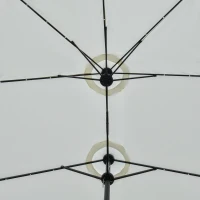 Outsunny Parasol con LED Solar 4,5m Parasol Doble Jardín Sombrilla de Mercado Sombrilla de Terraza Ovalada Negro + Crema(m-5)