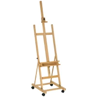 Vinsetto Caballete de Artista con Ruedas Plegable en Madera de Haya para Lienzos de hasta 118 cm Madera Natural(m-1)