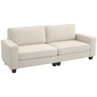 HOMCOM Sofá de 3 Plazas con Tela de Cordón Sofá de Sala de Estar con Núcleo de Muelles hasta 400 kg 227x84x87 cm Crema(m-6)