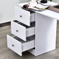 HOMCOM Escritorio de ordenador multimedia con múltiples almacenamientos - 3 cajones 2 estantes 120x49x72 cm Blanco(m-4)
