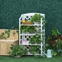 Outsunny Estantería de Flores Plegable Soportes de Macetas Porta Plantas - 4 niveles de Lamas ajustables - panel trasero enrejado(m-2)