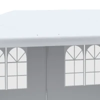 Outsunny Faltbarer Gartenpavillon für Feste und Veranstaltungen mit abnehmbaren Paneelen, 5,83x2,95 m, Weiß(m-3)
