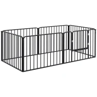 PawHut Hundegitter mit 6 modularen Paneelen für drinnen und draußen, aus Stahl, 164x83x60 cm, Schwarz(m-1)