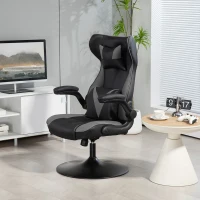 Vinsetto Sedia da Gaming con Funzione Oscillante, Sedia Girevole, Regolabile in Altezza, Seduta Imbottita, in Metallo, 67 x 71 x 112 cm, Grigio(m-2)