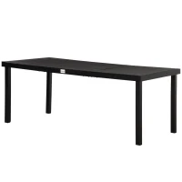 Outsunny Tavolo da Pranzo da Giardino per 8 Persone, Tavolo da Giardino da Esterno in Alluminio, per Patio o Terrazza, 190 x 90 x 74 cm, Nero(m-1)