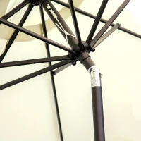 Outsunny Parasol inclinable redondo 268 cm con flecos tela de poliéster de alta densidad 180 g/m² protección solar Crema(m-5)