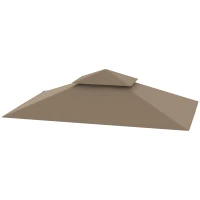 Outsunny Pavillonabdeckung für Grillpavillon 1,52x2,44 m 2-stufig aus Polyester 160g/m² Khaki(m-1)