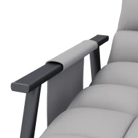 HOMCOM Sedia a Dondolo, Schienale e Poggiapiedi Regolabili, Tasca Laterale, Rivestimento in Microfibra, Telaio in Metallo, Grigio(m-3)