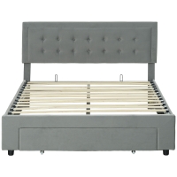 HOMCOM Double Size Ottoman Bed Frame 140W x 193.5D x 95Hcm with Front Drawer - Grey
