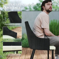 Outsunny 6 Seater Rattan Dining Set with Cushions, Garden Furniture Set with Armchairs, Rectangle Slatted Table Top, Steel Frame, Parasol Hole, Wicker Outdoor Furniture for Patio, Balcony, Cream White(m-5)