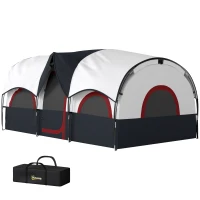 Outsunny Tente de Camping Familiale pour 4-6 Personnes Imperméable avec Chambres Indépendantes 435x251x195 cm Gris et Blanc(m-1)