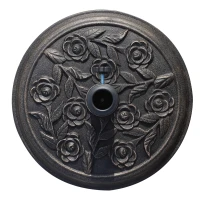 Outsunny Runder Sonnenschirmständer 9 kg Sonnenschirmständer aus Harz Rosenmuster für Terrasse Pool Ø 45,5 x 31 cm Bronze(m-5)
