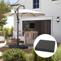 Outsunny Plaques de base pour support de parasol, étanches, remplissables de sable, en plastique, 89L x 89l x 10,5H cm, Noir(m-5)