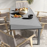 Outsunny Tavolo da Giardino Estensibile Rettangolare per 6-8 Persone, in Alluminio, 180/240L x 94l x 73H cm, Grigio(m-4)