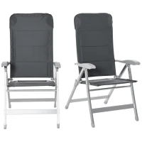 Outsunny Lote de 2 sillas de jardín plegables sillón de exterior con respaldo alto reclinable en múltiples posiciones reposabrazos(m-7)
